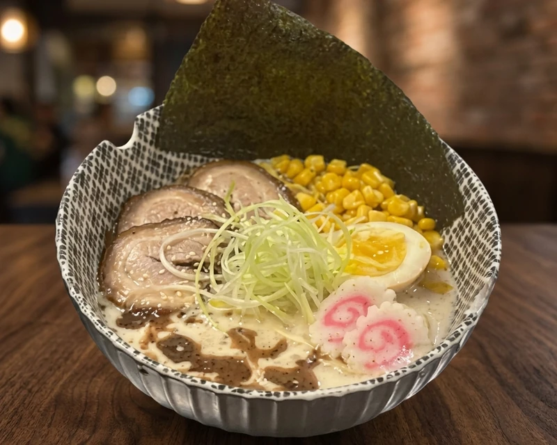 Kuro Ramen black garlic oil ramen bowl at Kon'ya Japan, northwest Calgary