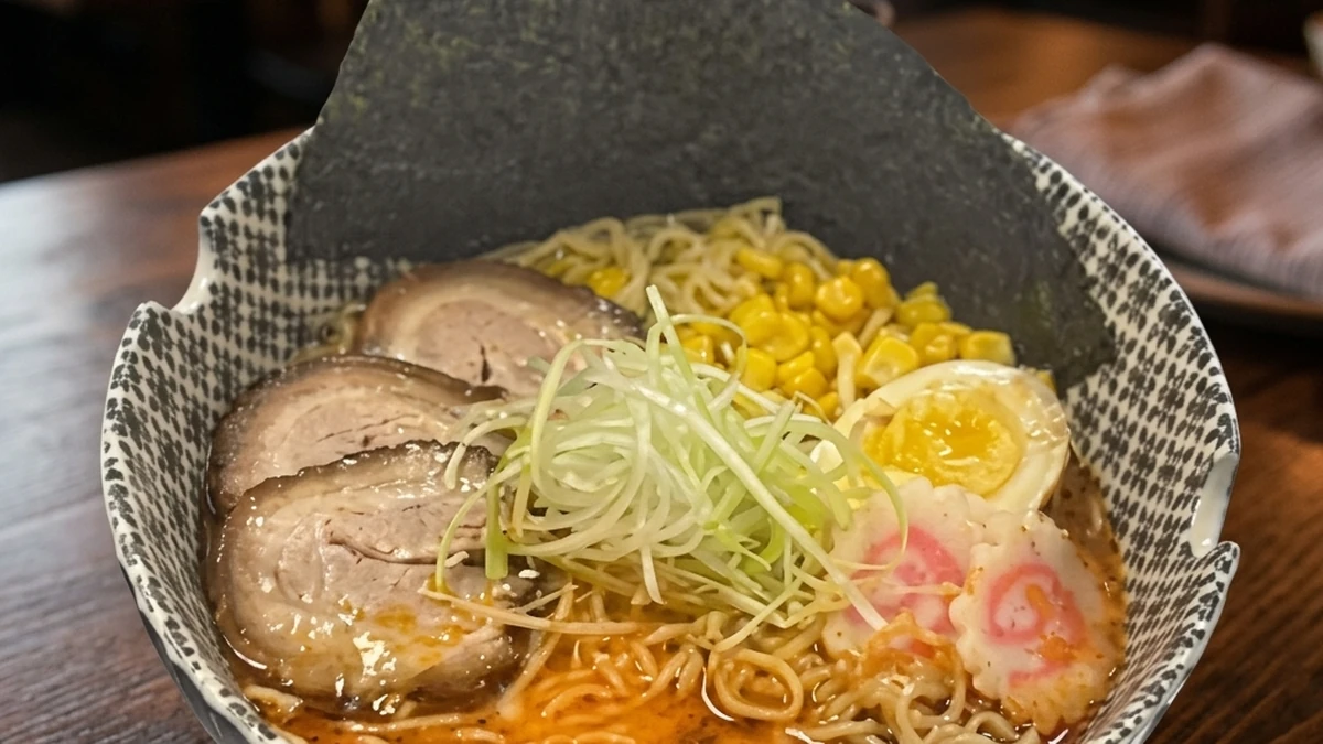 Spicy Kuro Ramen with black garlic broth at Kon'ya Japan, Mount Pleasant, Calgary