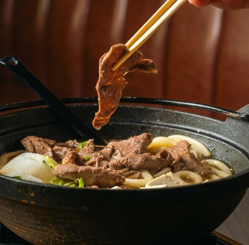 Beef Udon at Kon'ya Japan, a Japanese restaurant in Mount Pleasant, Calgary